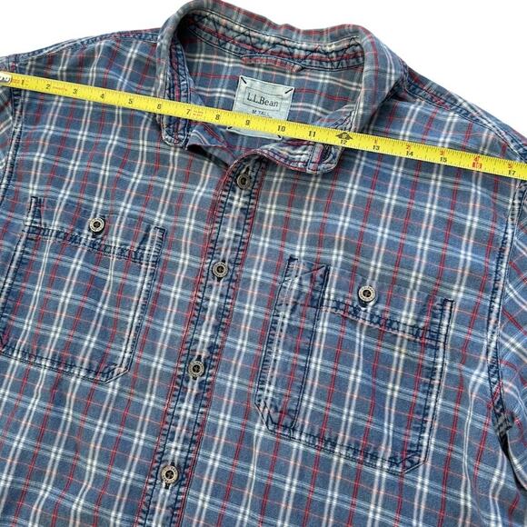 L.L. Bean Y2K Plaid Button Down Shirt, Blue/Red, Men's Size MEDIUM TALL - Picture 7 of 8